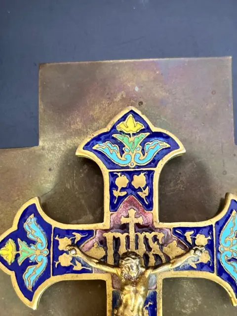 Crucifix - Brons, Emaille - 19e eeuw