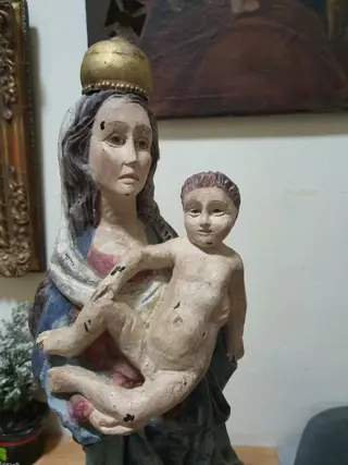 Beeld, Madonna en Kind (68 cm.) - Barok stijl - Hout - 19e eeuw
