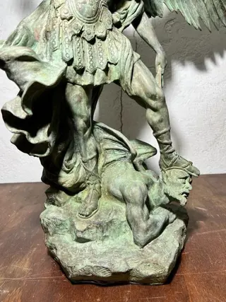 Beeld, St. Michaël de Aartsengel - 69 cm - Brons - Tweede helft 20e eeuw