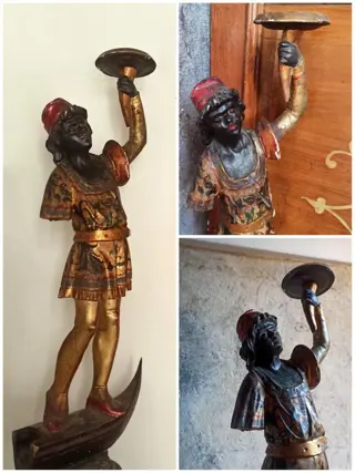 Beeld, Venetiaanse Moor - 88 cm - Hout - Midden 19e eeuw