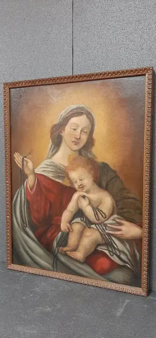 Schilderij, Madonna van de rozenkrans met kind (1) - Olieverf op canvas - Midden 18e eeuw