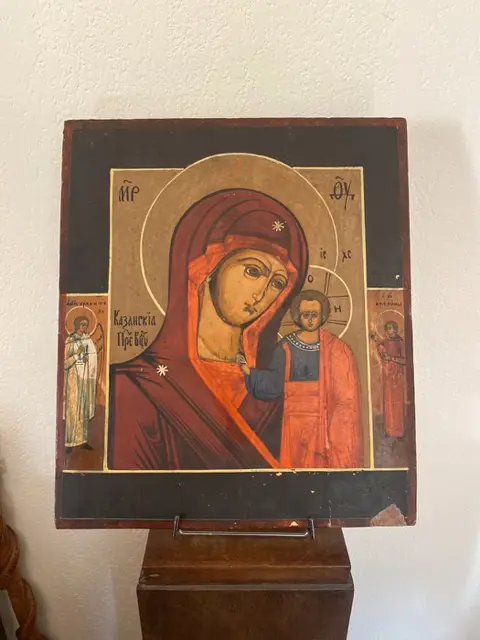 Icoon, Kazan Moeder van God - Hout - Midden 19e eeuw