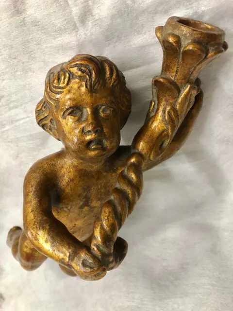 Wandkandelaar met putto - Terracotta, Verguld - Eind 19e eeuw