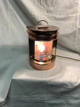 Scheepslamp (1) - Glas, Koper - Midden 20e eeuw