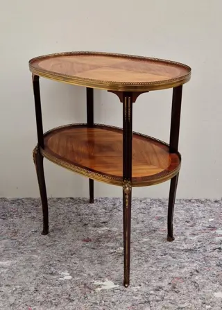 Forse ovale Étagère - Bijzettafel - Brons, Mahonie, Messing, Palissander, Satijnhout - 19e eeuw