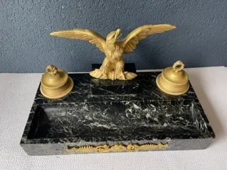 Inktstel met bronzen adelaar - Empire stilj - Brons, Marmer - Eind 19e eeuw