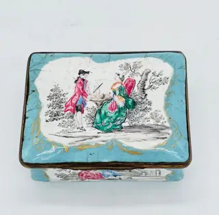 Emaille tabatiere met figuratieve taferelen - Rococo stijl - Emaille, Koper - 19e eeuw