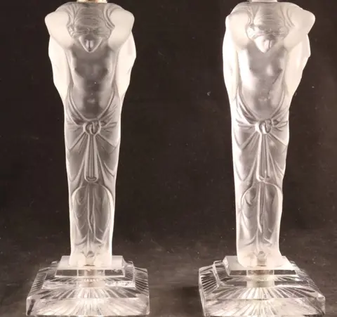 Antieke Empirestijl kandelaars met naakten - Kristal - Circa 1900