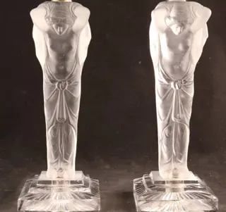 Antieke Empirestijl kandelaars met naakten - Kristal - Circa 1900