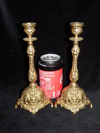 Paar Antieke Kandelaars (2) - Messing - Eerste helft 20e eeuw