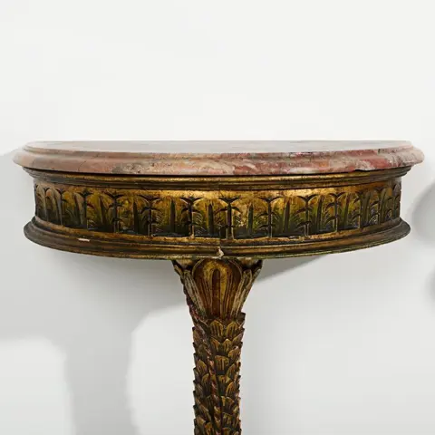 Gesneden houten consoles (2) - Hout, Marmer - Eind 19e eeuw