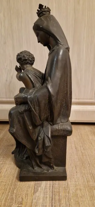 Beeld, "Madonna met het Christuskind en het Kind Johannes de Doper" - Brons - Eind 19e eeuw