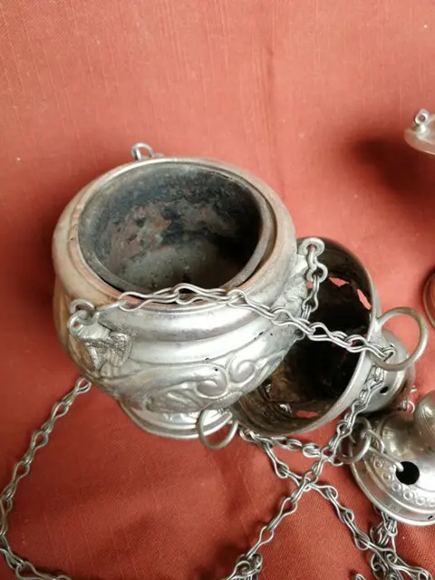 wierookvat en boot (2) - Verzilverd - Eind 19e eeuw