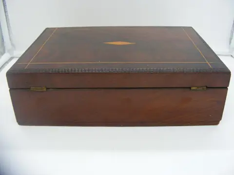 Documenten kistje met spiegel, No Rp - Mahonie - Tweede helft 19e eeuw