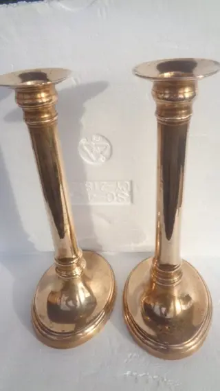 Kandelaar (2) - Restauration stijl - Verguld messing - 1830/1840