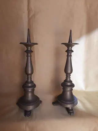 Kandelaar (2) - Barok stijl - Brons - 19e eeuw