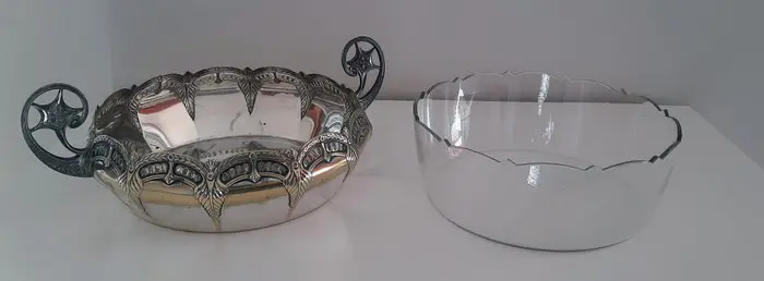 WMF 2 Slakommen - Zilver metaal en glas - Eerste helft 20e eeuw