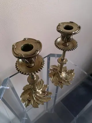 Kandelaar (2) - Lodewijk XVI-stijl - Brons (verguld) - Eind 19e eeuw tot begin 20e eeuw