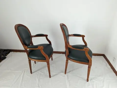 Fauteuil (2) - Lodewijk XVI-stijl - Hout - Tweede helft 20e eeuw