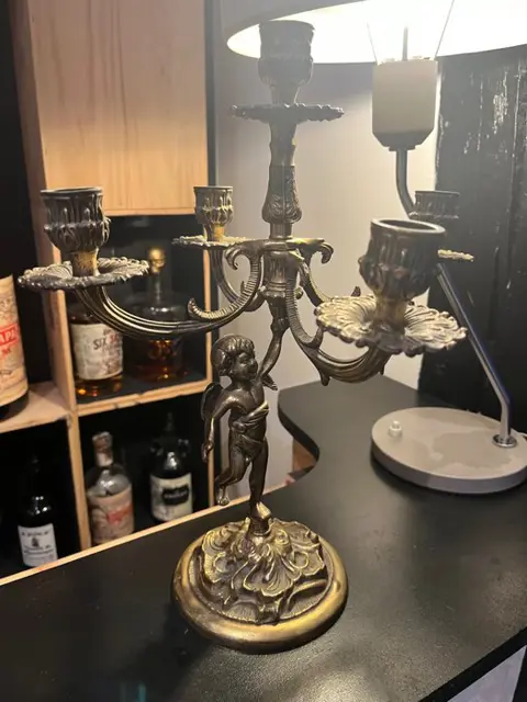 Kandelaar - Barok stijl - Brons (verguld) - Eind 19e/begin 20e eeuw