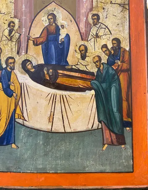 Icoon, Ontslapen van de Gezegende Moeder - Hout - 19e eeuw