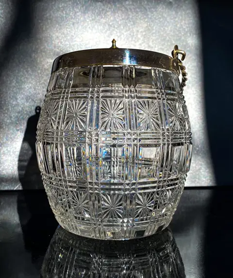 in Baccarat/Portieux taste - Koektrommel (1) - Kristal, Verzilverd