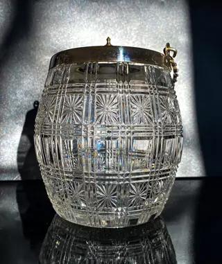 in Baccarat/Portieux taste - Koektrommel (1) - Kristal, Verzilverd