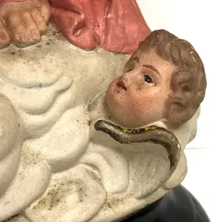 Maria met kind en Engelen "Notre Dame des Victoires"(46cm). - Gips - Eind 19e eeuw