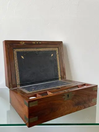 Schrijfkist - Victoriaans - Hout, Koper, Leder - Tweede helft 19e eeuw