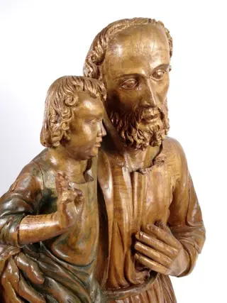Beeld, St. Jozef met Christuskind - Hout - Eind 18e eeuw