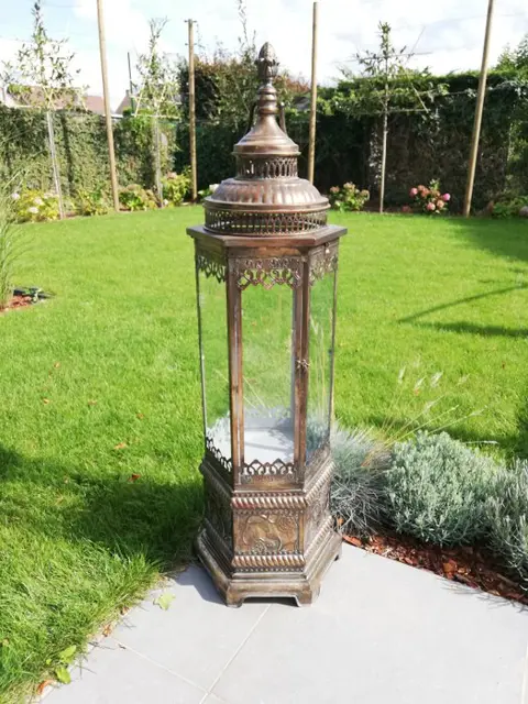 Chinoiserie Lantaarn XL - Glas, metaal - recent