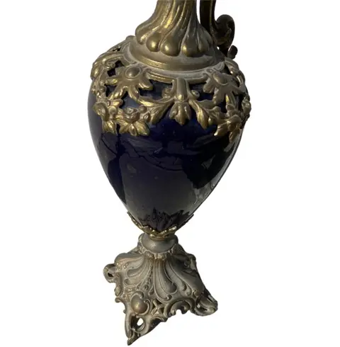 Vaas (2) - Napoleon III stijl - Brons, Keramiek - Eind 19e eeuw
