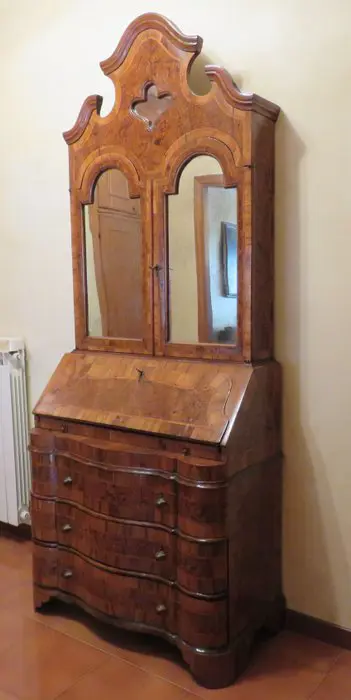 Secretaire - Barok stijl - Walnoot - Midden 20e eeuw