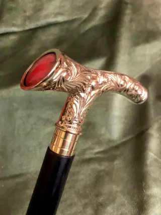 Een prachtige, burggraaf, aristocratische wandelstok - verguld brons en zwart hout - 20e eeuw