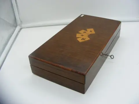 Kaartkistje met fichesdoosjes - Hout - Eind 19e eeuw