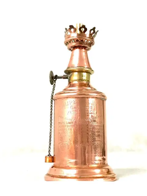 oil lamp rare (2) - Art Deco - Koper, Kristal - 1855