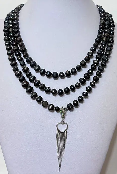 Exclusieve SET van Natural Black Pearl en Ethiopian Opal - Griekse kruisen van hematiet (bescherming en evenwicht). Sterling Zilver 925. - Na 2000