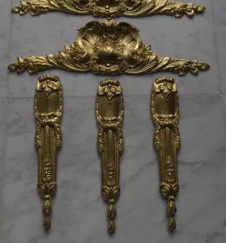 Grote vuurvergulde ornamenten, gemerkt déposé (5) - Brons (verguld) - 19e eeuw