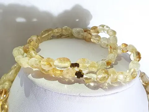 Mooie Citrien en Griekse kruizen - AAAA - collier en 2 armbanden (3) - hematiet - 925 zilver vergulde broche - Tweede helft 20e eeuw