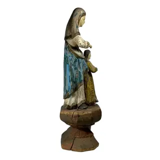 Beeld, Maagd en kind - Hout - 18e/19e eeuw