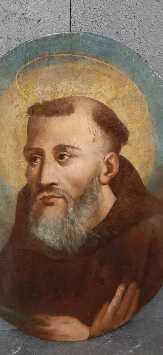 Schilderij, Sint Antonius Abt (1) - olieverf op doek op houten paneel - Eind 17e eeuw