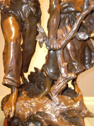 Naar Hippolyte Moreau (1832-1927) - Beeld, "Les ramasseurs de bois" (de houtsprokkelaars) - 57 cm (1) - Brons - Midden 20e eeuw