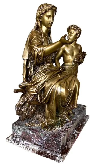 Jean-Jules Salmson (1823-1902) - Beeld, Godin Demeter - 42cm - Brons, Marmer - Tweede helft 19e eeuw