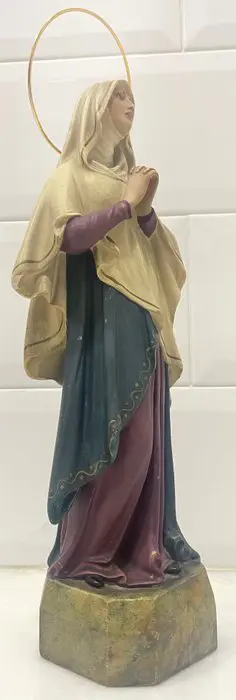 Beeld, Pijnlijke maagd, Olot - Messing, houtpulp - Begin 20e eeuw