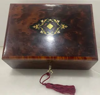 Doos - Napoleon III stijl - Messing, Palissander, Thuya, Zijde, Parel - Tweede helft 19e eeuw