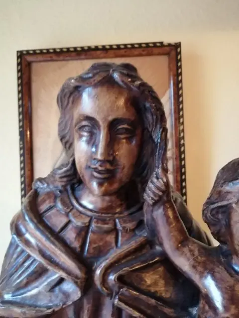 Beeld, Madonna With Child Baby Jesus (102 cm.) - Gotische stijl - Eik - 19e eeuw