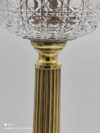 Zeer grote petroleumlamp - Glas, Kristal, Messing - Eind 19e eeuw