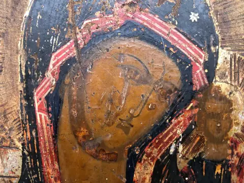 Icoon, Onze-Lieve-Vrouw Hodegetria van Kazan - Hout - 19e eeuw