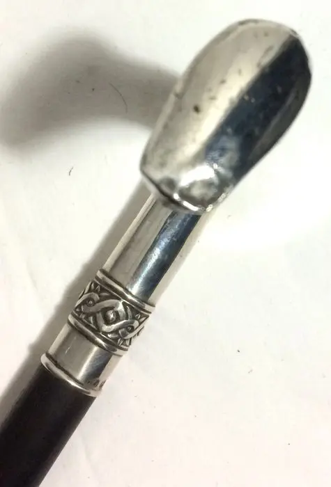 Wandelstok - Ebbenhout, Zilver - Eerste helft 20e eeuw