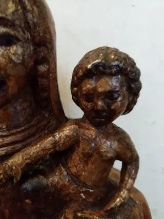 Beeld, Maagd en kind - Hout - Circa 1800